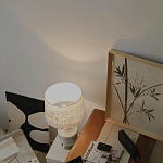 Настольная лампа с принтом на белом тканевом абажуре Roof Garden Lamp варинант исполнения - 7 | Loft Concept в Новосибирске