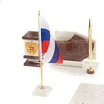 Настольный письменный набор из мрамора и лемезита с гербом и флагом России Marble Accessory варинант исполнения - 3 | Loft Concept в Новосибирске