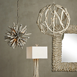 Настольная лампа с каркасом в виде веток деревьев с абажуром из ткани Natural Driftwood варинант исполнения - 4 | Loft Concept в Новосибирске