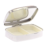 Таблетница карманная прямоугольная на 2 отделения с зеркалом и накладкой из натурального камня Лазурит Silver Stone Pillboxes варинант исполнения - 3 | Loft Concept в Новосибирске