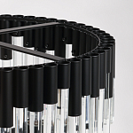 Люстра круглая из матового черного металла с подвесками из прозрачных стеклянных трубок Noir Tubes варинант исполнения - 9 | Loft Concept в Новосибирске