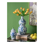 Ваза фигурная с сине-зелеными узорами распустившихся цветов Blossoming Spring варинант исполнения - 4 | Loft Concept в Новосибирске