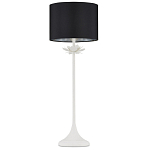 Настольная лампа с декором в виде белого цветка магнолии на каркасе и черным абажуром White Magnolia варинант исполнения - 3 | Loft Concept в Новосибирске