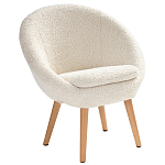 Кресло на деревянных ножках с обивкой из ткани букле Aldo Boucle Armchair варинант исполнения - 1 | Loft Concept в Новосибирске