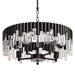 Люстра круглая из матового черного металла с подвесками из прозрачных стеклянных трубок Noir Tubes варинант исполнения - 1 | Loft Concept в Новосибирске