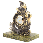 Часы настольные бронзовые в виде русалочки из натурального камня Змеевик Mermaid Stone Clock варинант исполнения - 2 | Loft Concept в Новосибирске