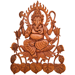 Панно из дерева Ганеша Panel With Animals варинант исполнения - 1 | Loft Concept в Новосибирске