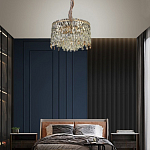 Люстра круглая с хрустальными подвесками на золотистом каркасе Roul Crystal Light варинант исполнения - 13 | Loft Concept в Новосибирске