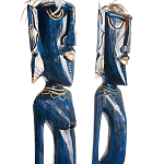 Комплект из 2-х деревянных статуэток Asmat Tall Statuettes Blue Green варинант исполнения - 3 | Loft Concept в Новосибирске