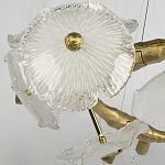 Люстра подвесная круглая с ветвистыми бронзовыми элементами и стеклянными рифлеными дисками Textured Glass Chandelier варинант исполнения - 4 | Loft Concept в Новосибирске