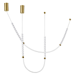 Подвесной светильник с 3-мя изогнутыми плафонами и белыми декоративными шариками PEARLS Suspension варинант исполнения - 2 | Loft Concept в Новосибирске