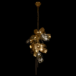 Люстра подвесная вытянутой формы с плафонами из стекла и металла с тремя вертикальными подвесками Gilded Mirage  варинант исполнения - 7 | Loft Concept в Новосибирске