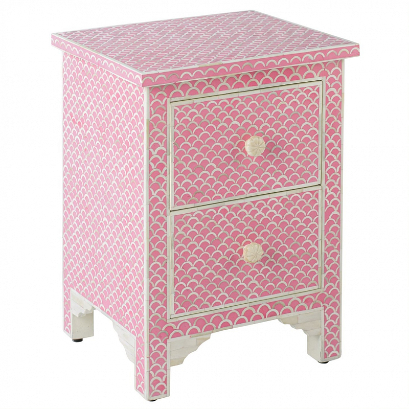 Тумбочка Pink Indian Bone Inlay nightstand Розовый в Новосибирске | Loft Concept 