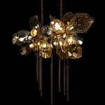 Люстра подвесная с 18-ю стеклянными плафонами с вертикальными подвесками Gilded Mirage  варинант исполнения - 8 | Loft Concept в Новосибирске