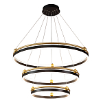 Люстра подвесная с тремя кольцами черного и золотого цвета Ring Horizontal варинант исполнения - 2 | Loft Concept в Новосибирске