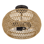 Потолочный светильник с плафоном из плетеного джута и черным каркасом Quoizel варинант исполнения - 3 | Loft Concept в Новосибирске