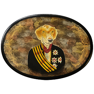 Картина в овальной раме Chinoiserie Labrador Dog Portrait