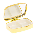Таблетница карманная прямоугольная с 2-мя отделениями с зеркалом и накладкой из натурального камня Флюорит Gold Stone Pillboxes варинант исполнения - 3 | Loft Concept в Новосибирске