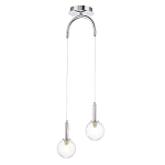 Подвесной светильник с 2-мя рельефными прозрачными плафонами из стекла и основанием цвета Хром Perforated Glass Bubbles варинант исполнения - 2 | Loft Concept в Новосибирске