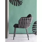 Стул мягкий с декором в виде плетеных лент на спинке и подлокотниках Semicircular Chair Decorated with Ribbons варинант исполнения - 2 | Loft Concept в Новосибирске