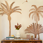 Обои с вышивкой ручной работы Deco Palms Raffia on linen варинант исполнения - 2 | Loft Concept в Новосибирске