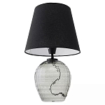 Настольная лампа с черным тканевым абажуром и фактурным прозрачным основанием Black Cone варинант исполнения - 2 | Loft Concept в Новосибирске