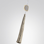 Подвесной светильник с шарообразным плафоном из белого стекла с подвеской из камня и кисточкой Agatelle варинант исполнения - 6 | Loft Concept в Новосибирске