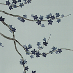 Обои ручная роспись Cherry Tree Original colourway on Adam Grey dyed silk варинант исполнения - 1 | Loft Concept в Новосибирске