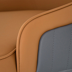 Стул оранжевый с высокой спинкой из искуственной кожи на серых металлических ножках Enigma Orange варинант исполнения - 4 | Loft Concept в Новосибирске