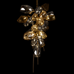 Люстра подвесная вытянутой формы с плафонами из стекла и металла с двумя вертикальными подвесками Gilded Mirage  варинант исполнения - 8 | Loft Concept в Новосибирске