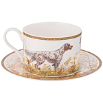 Чайная пара из фарфора с изображением собаки и уток 300 мл Hunting Porcelain Collection варинант исполнения - 1 | Loft Concept в Новосибирске