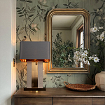 Настольная лампа с основанием из натурального камня c серым прямоугольным абажуром Lapis Tiburtinus варинант исполнения - 5 | Loft Concept в Новосибирске