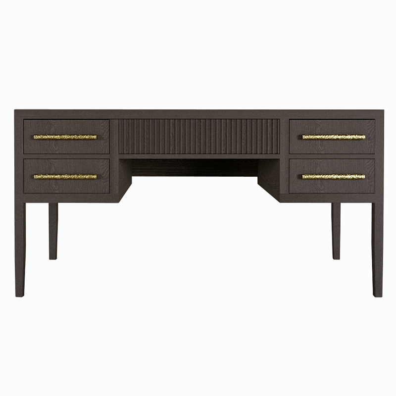 Большой Рабочий стол Primo с 5 выдвижными ящиками Темный орех Орех в Новосибирске | Loft Concept 