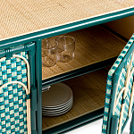 Комод для посуды из ротанга Felice Rattan Green варинант исполнения - 4 | Loft Concept в Новосибирске
