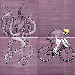 Плитка с узором Осьминог велосипедист варинант исполнения - 1 | Loft Concept в Новосибирске