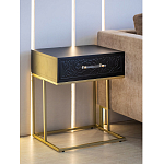 Приставной столик с резным узором на выдвижном ящике Black Table Carved Pattern варинант исполнения - 7 | Loft Concept в Новосибирске