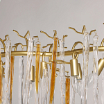 Люстра линейная золотого цвета с декоративными ветвями и длинными стеклянными подвесками в форме сосулек Droplet Chandelier варинант исполнения - 8 | Loft Concept в Новосибирске