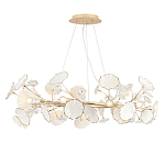 Люстра круглая с белыми лепестками из керамики и прозрачными хрустальными цветками Диаметр 82 см Wintery flovers варинант исполнения - 3 | Loft Concept в Новосибирске