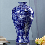 Ваза из фарфора сине-белого цвета Blue & White Ornament  варинант исполнения - 4 | Loft Concept в Новосибирске