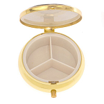 Таблетница карманная круглая с 3-мя отделениями и накладкой из натурального камня Серафинит Gold Stone Pillboxes варинант исполнения - 3 | Loft Concept в Новосибирске