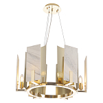 Люстра подвесная круглая с мраморными прямоугольными вставками и золотым основанием Диаметр 55 см Marble square Chandelier варинант исполнения - 1 | Loft Concept в Новосибирске