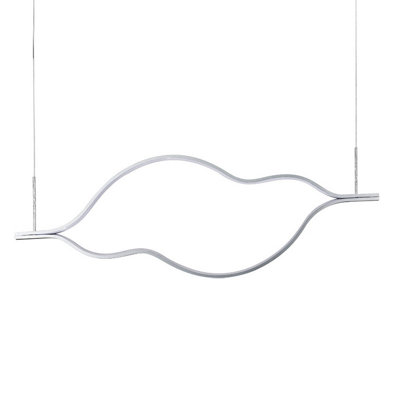 Подвесной светильник волнообразный изогнутый на двух тросах 123 см Spiral Lighting Черный Серебряный в Новосибирске | Loft Concept 