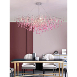 Люстра овальная с розовыми стеклянными подвесками в форме капель FAIRYTREE Light варинант исполнения - 4 | Loft Concept в Новосибирске