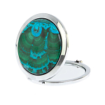 Зеркало карманное складное круглое из натурального камня Малахит с Хризоколлой в подарочной упаковке Silver Stone Mirrors варинант исполнения - 2 | Loft Concept в Новосибирске