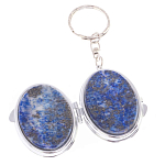 Зеркало брелок карманное двухстороннее из натурального камня Лазурит Stone Mirrors варинант исполнения - 2 | Loft Concept в Новосибирске