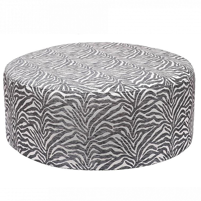 Пуф круглый с принтом Beige Jacquard Бежевый в Новосибирске | Loft Concept 