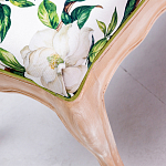 Банкетка из натурального бука золотистая с изображением птиц и цветов Blooming Birds варинант исполнения - 2 | Loft Concept в Новосибирске