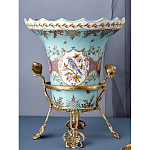 Ваза из голубого фарфора с рисунком птиц и цветов и декоративными элементами Blue Garden варинант исполнения - 7 | Loft Concept в Новосибирске