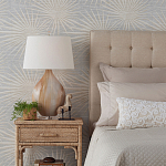 Настольная лампа на прозрачным основании с тканевым конусообразным абажуром Cream варинант исполнения - 2 | Loft Concept в Новосибирске