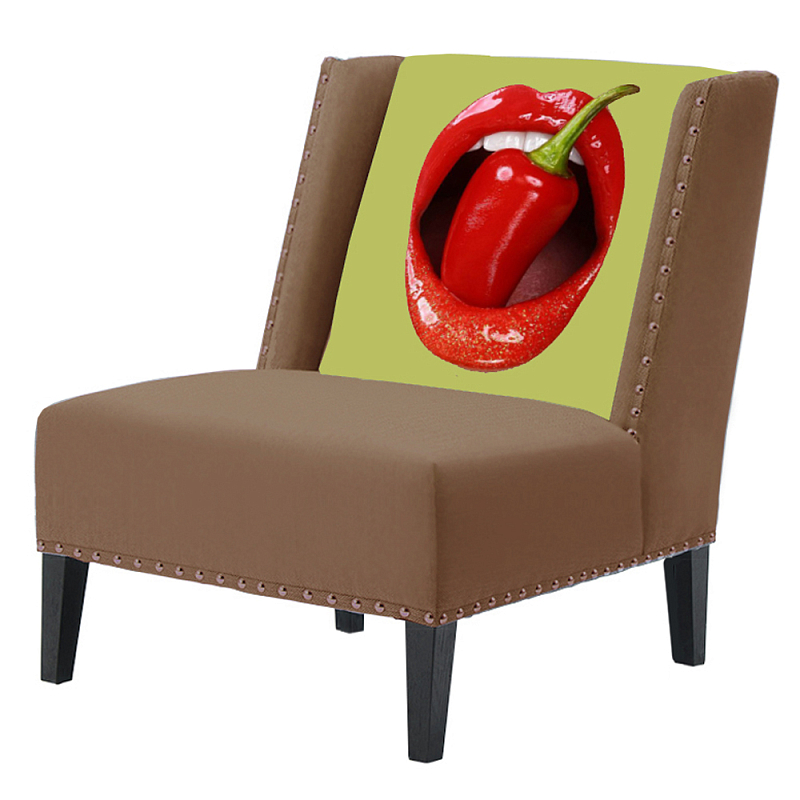 FUN Armchair "Chili Pepper" Beige Дизайнерское кресло с цветным принтом Бежевый в Новосибирске | Loft Concept 